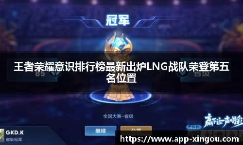 王者荣耀意识排行榜最新出炉LNG战队荣登第五名位置